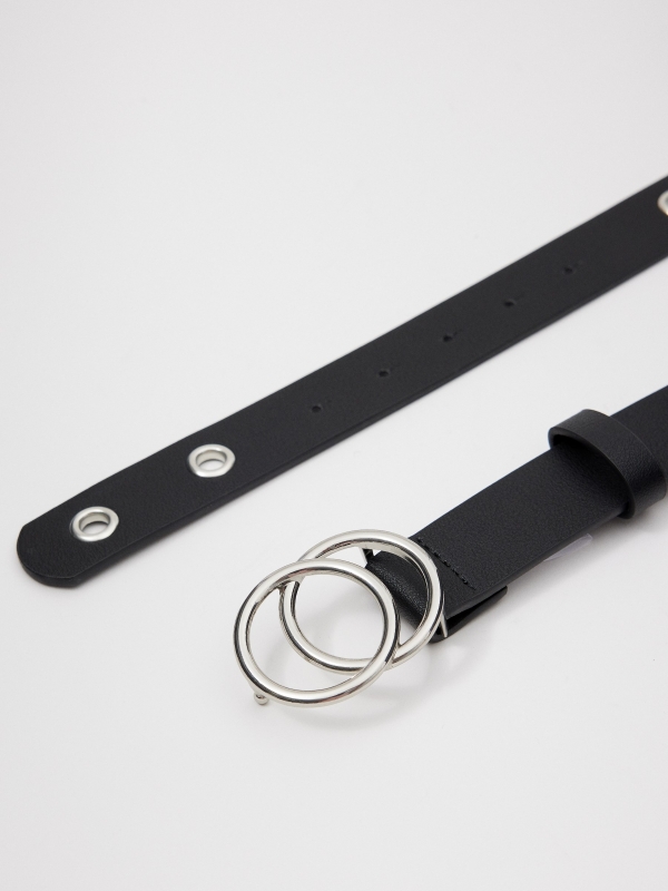 Round buckle dole belt black detail view