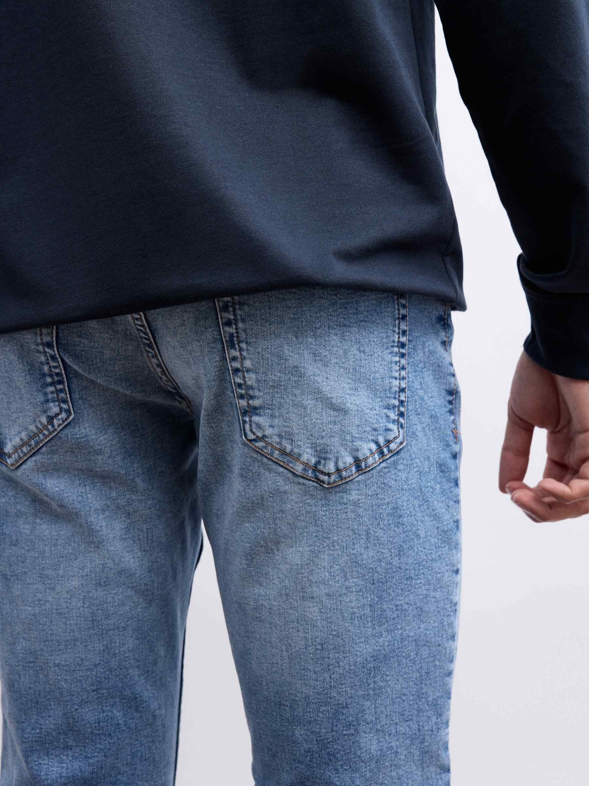 Men's basic slim jeans blue detail view