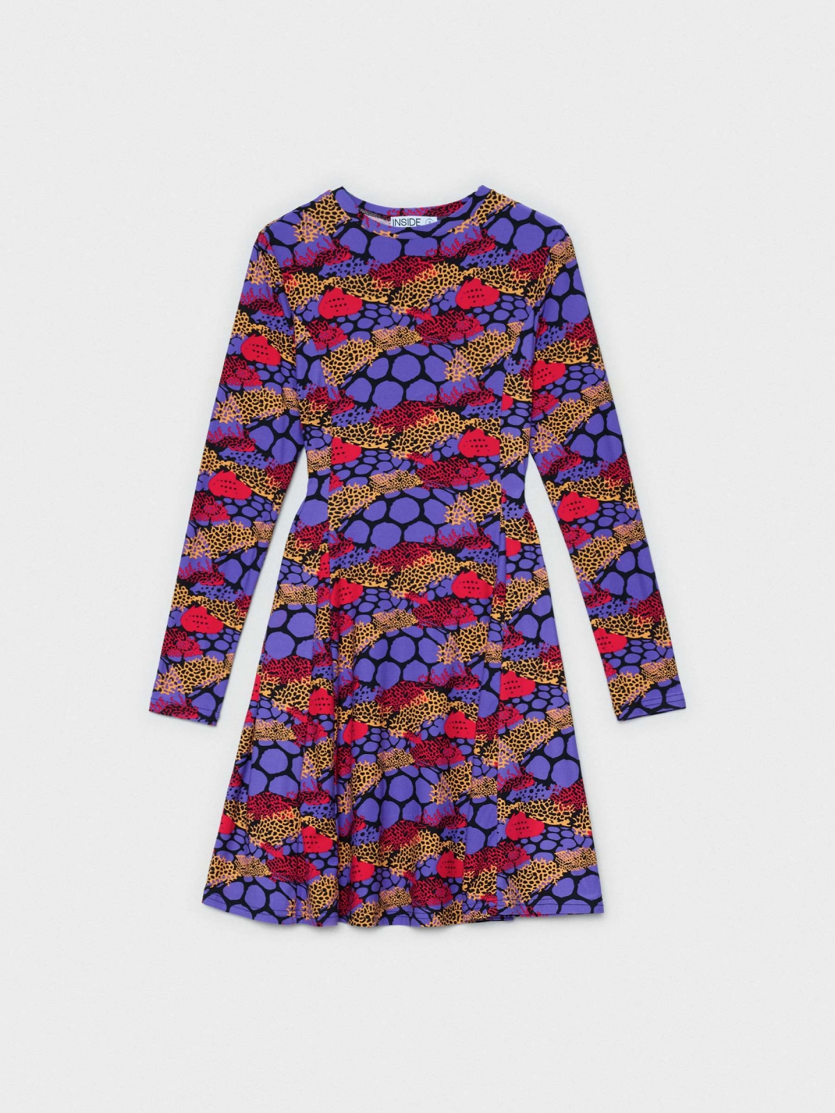  Purple mini print dress multicolor