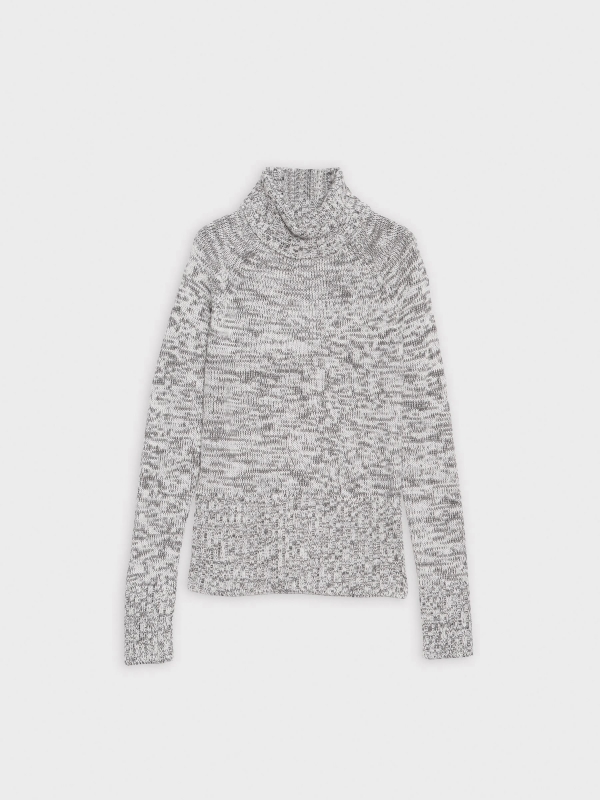  Jersey jaspeado cuello alto gris melange