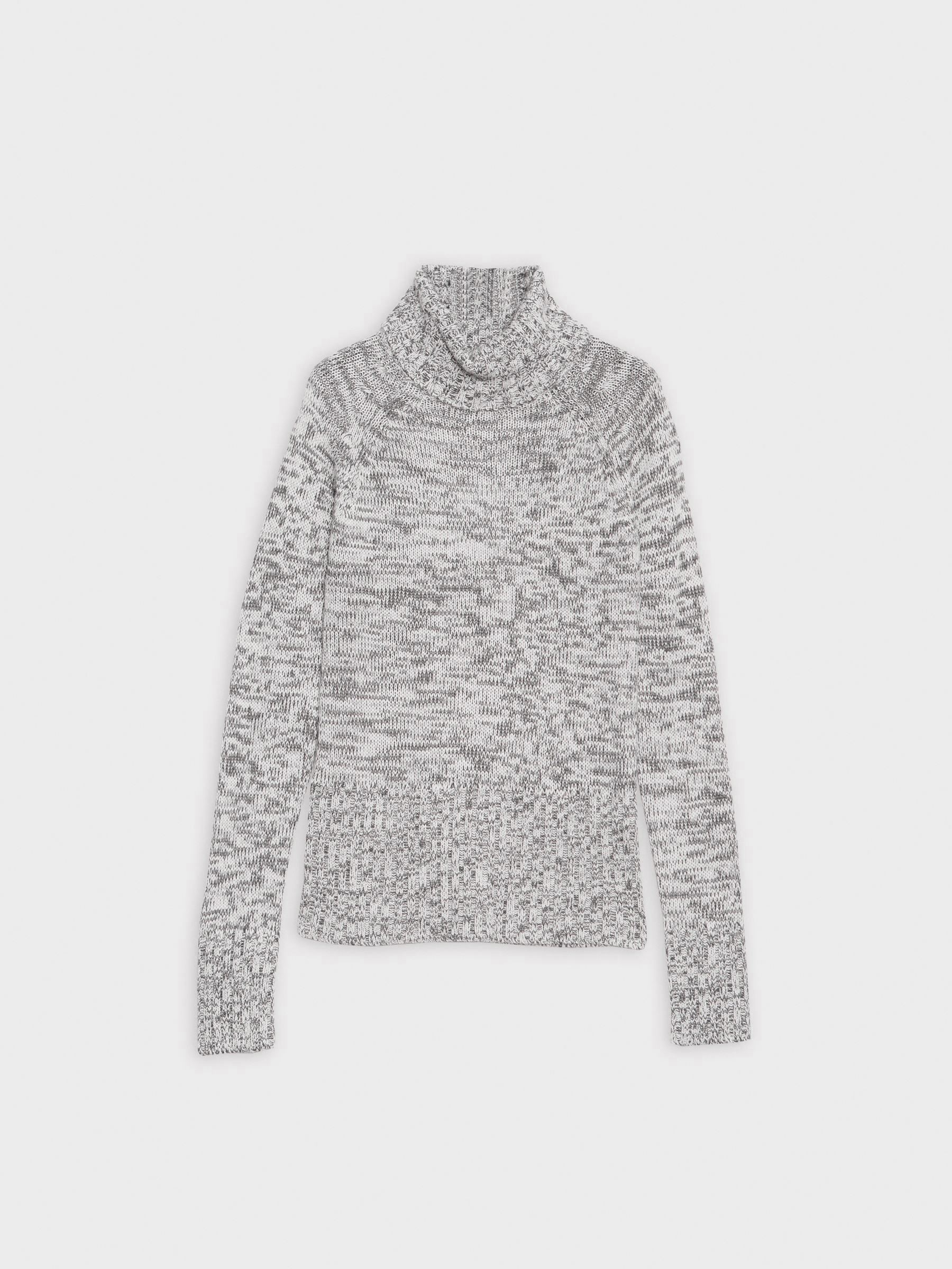 Fleece turtleneck sweater melange grey middle front view
