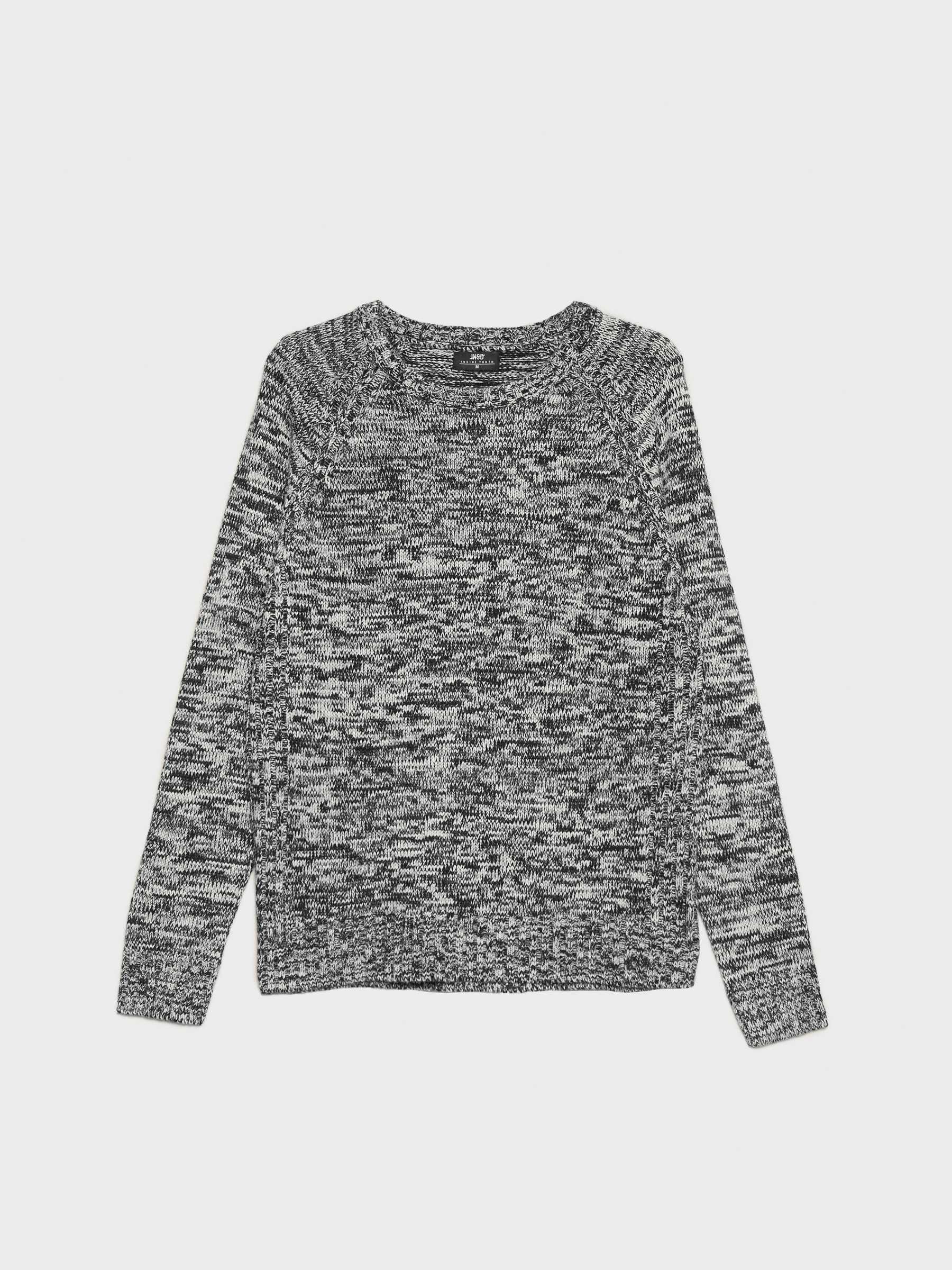 Camisola de malha marmoreada cinza vista meia frontal