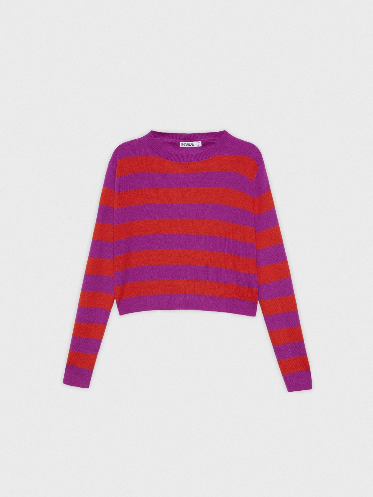  Camisola de corte às riscas multicolorido