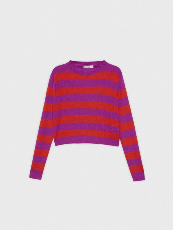  Camisola de corte às riscas multicolorido