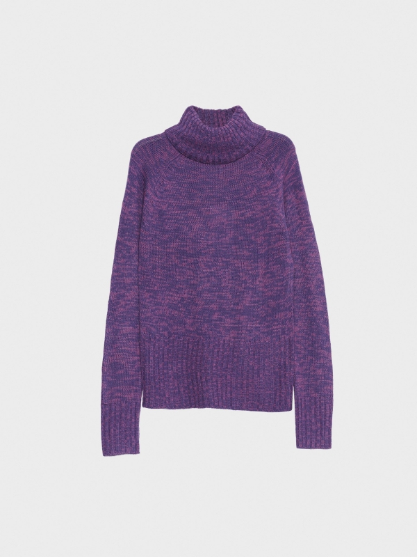  Jersey jaspeado cuello alto morado