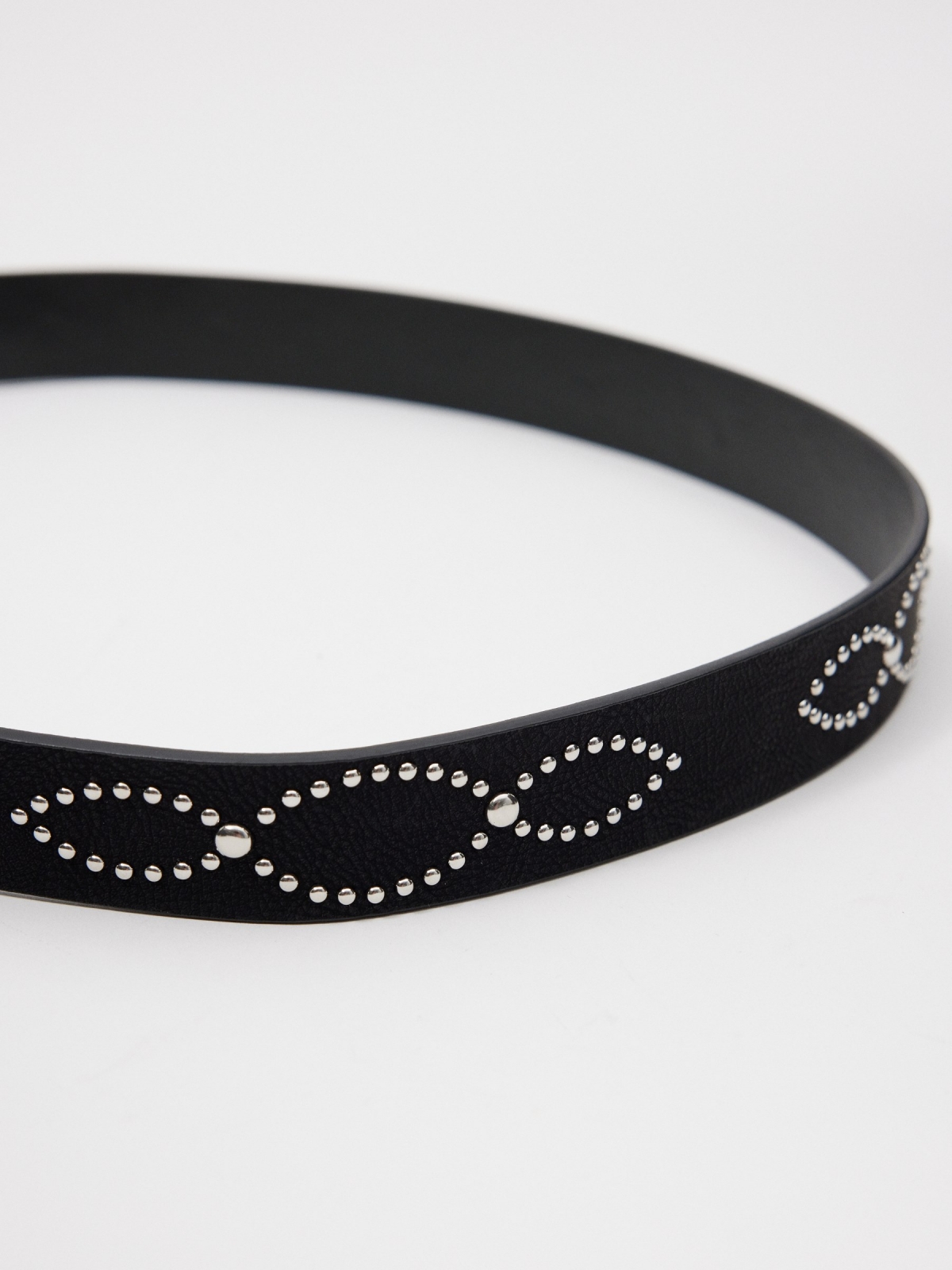 Studded belt in eight black detail view