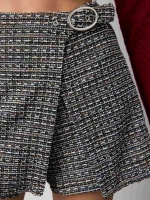 %Pto% Calção de tweed com fivela preto