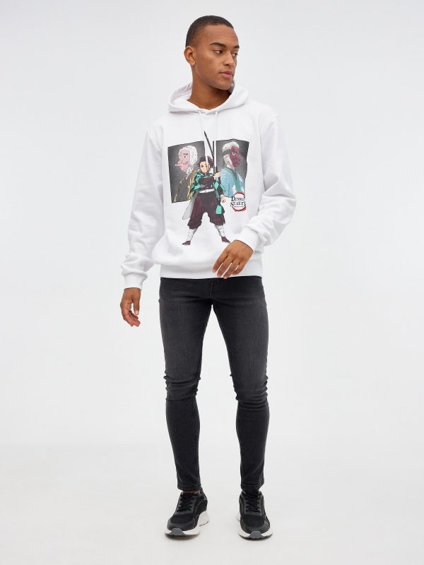 Sweatshirt com licença Demon Slayer branco vista geral frontal