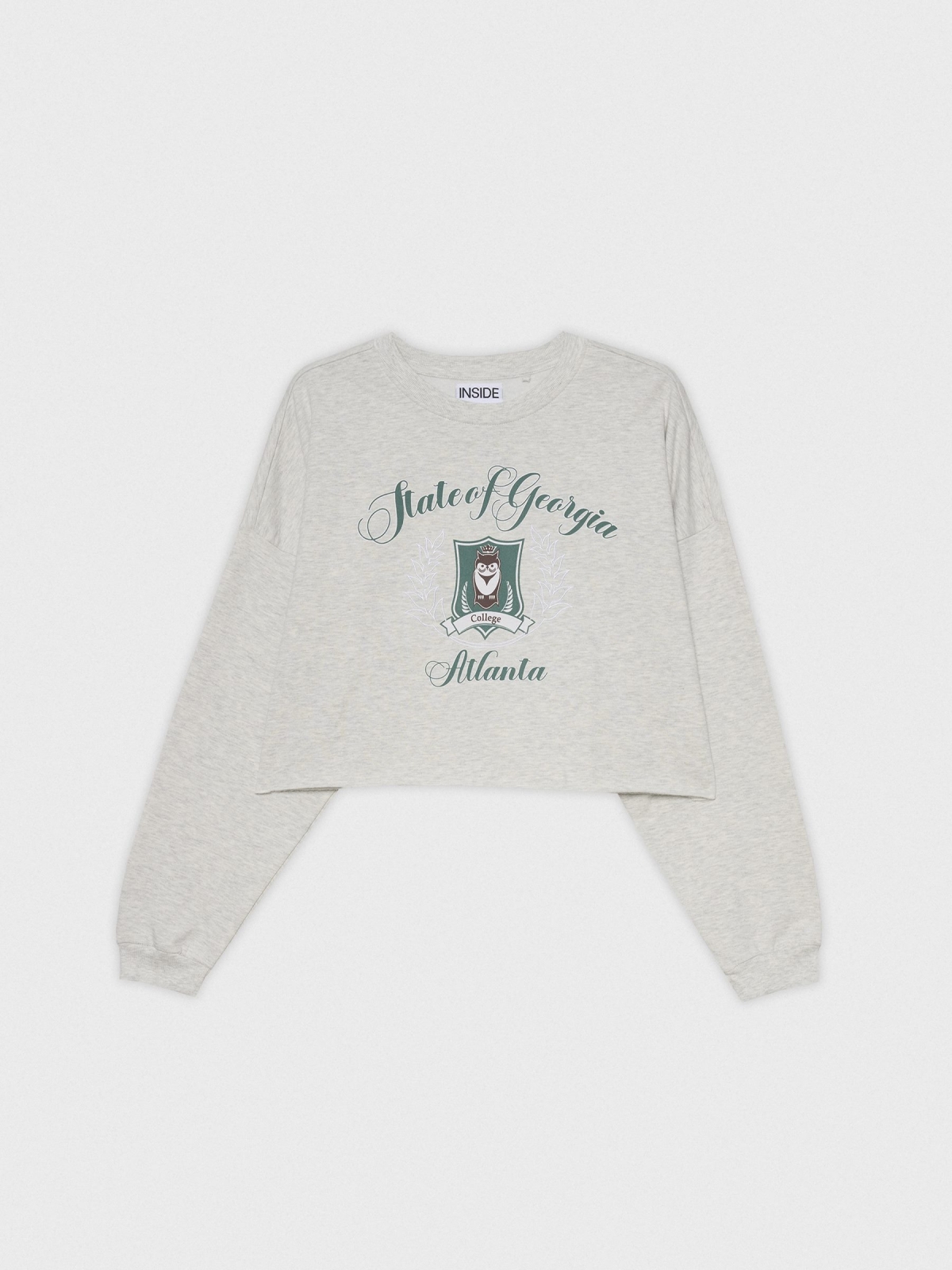 Crop sweatshirt Atlanta melange claro vista detalhe