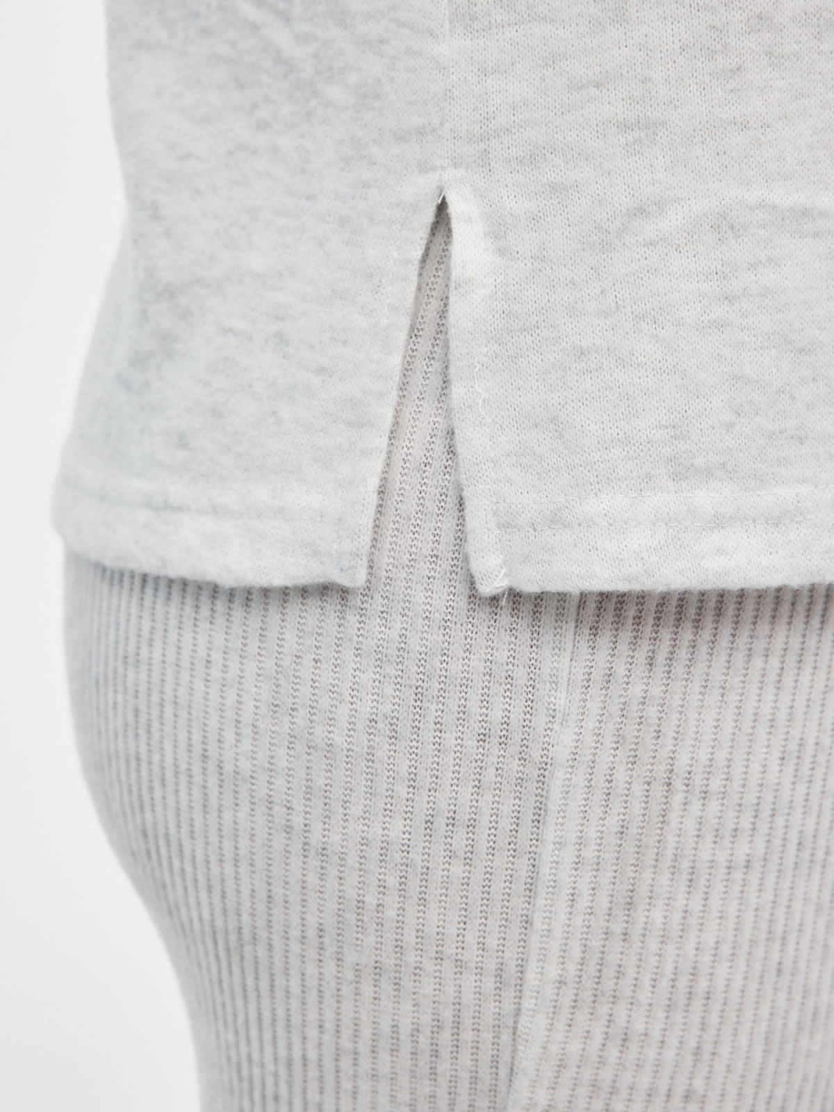 Plain knit pajama set melange grey detail view