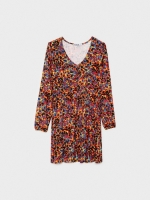 %Pto% Vestido mini cuello de botones multicolor
