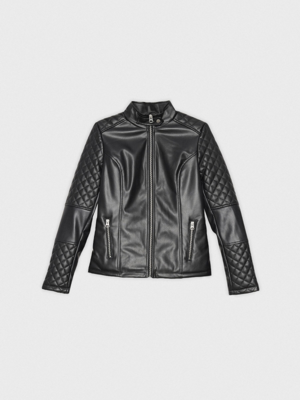  Cazadora biker efecto piel negro