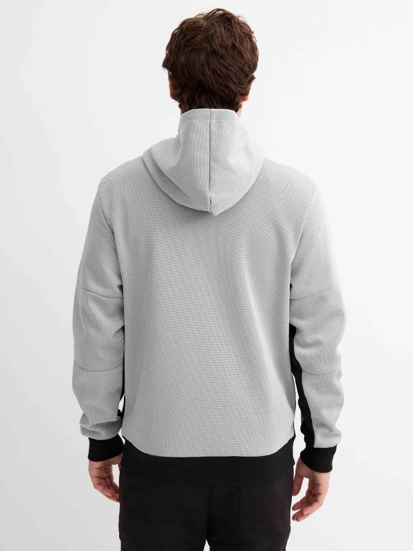 Fluid neck sweatshirt with zipper white middle back view