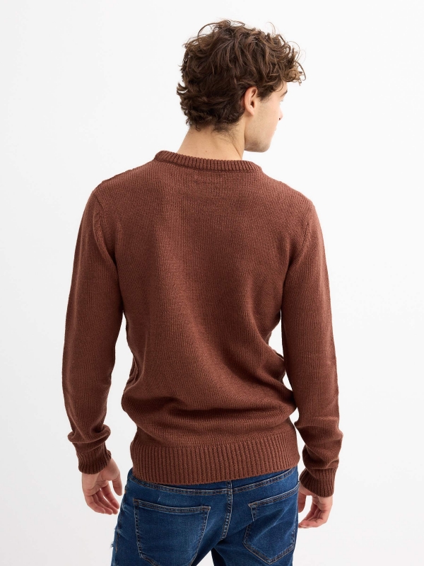 Ribbed jumper chocolate middle back view