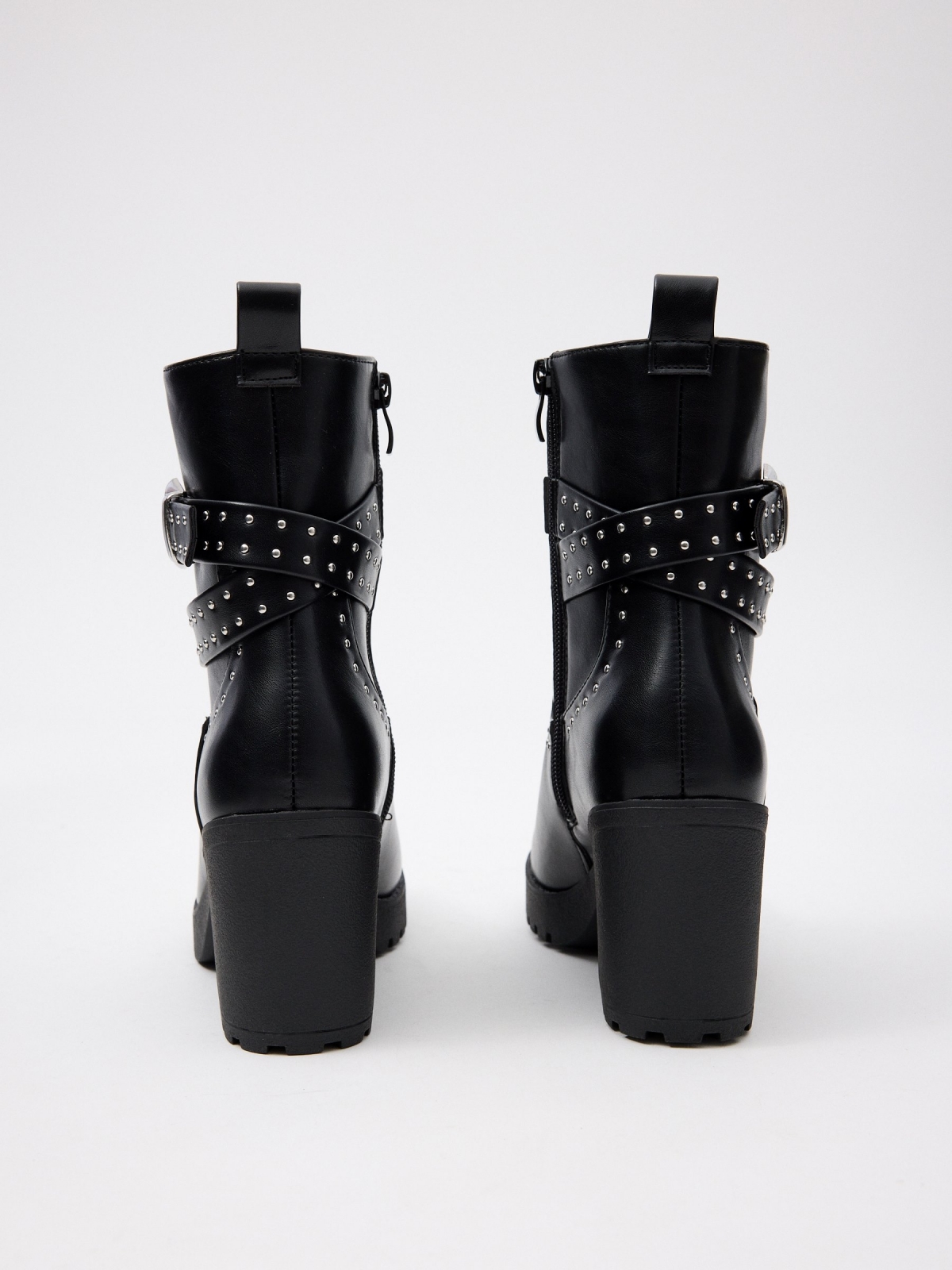 Elasticated and studded ankle boots black detail view