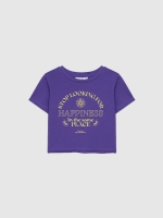 %Pto% Camiseta crop Happiness violeta