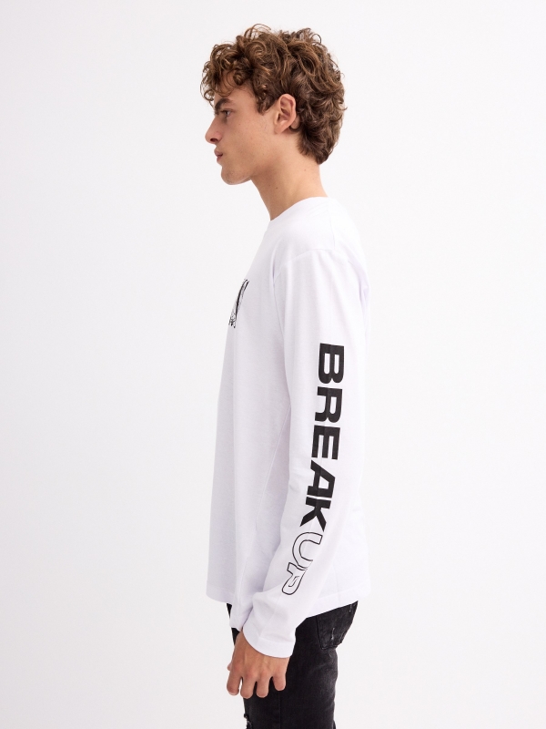 T-shirt Break Up branco vista detalhe