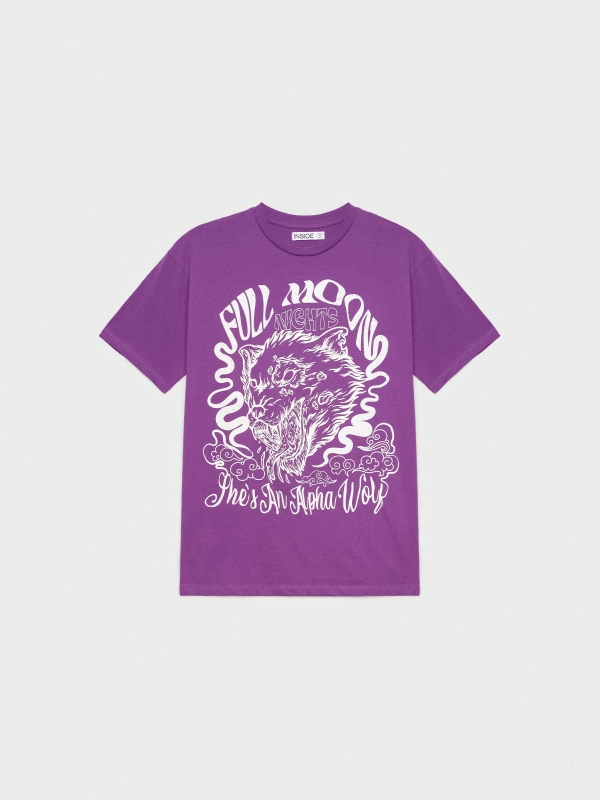  Full Moon print T-shirt aubergine