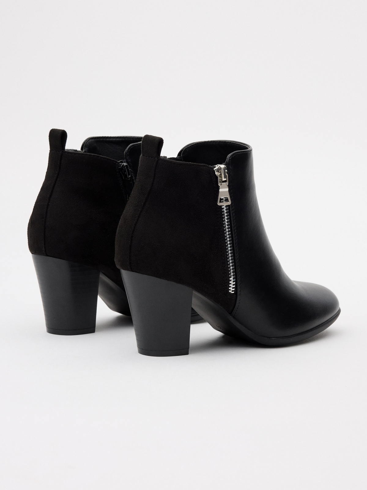 Ankle boots with side elastic bands black 45º back view