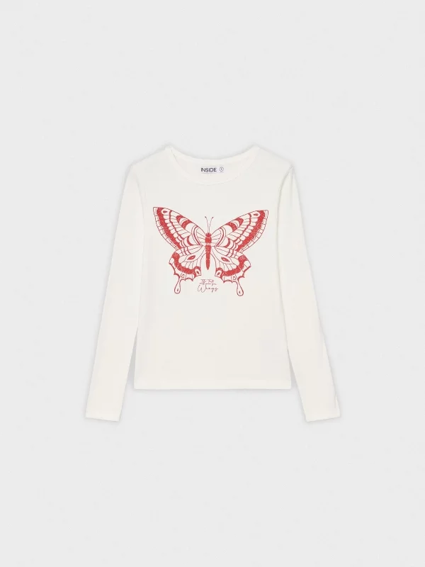  Butterfly print t-shirt off white