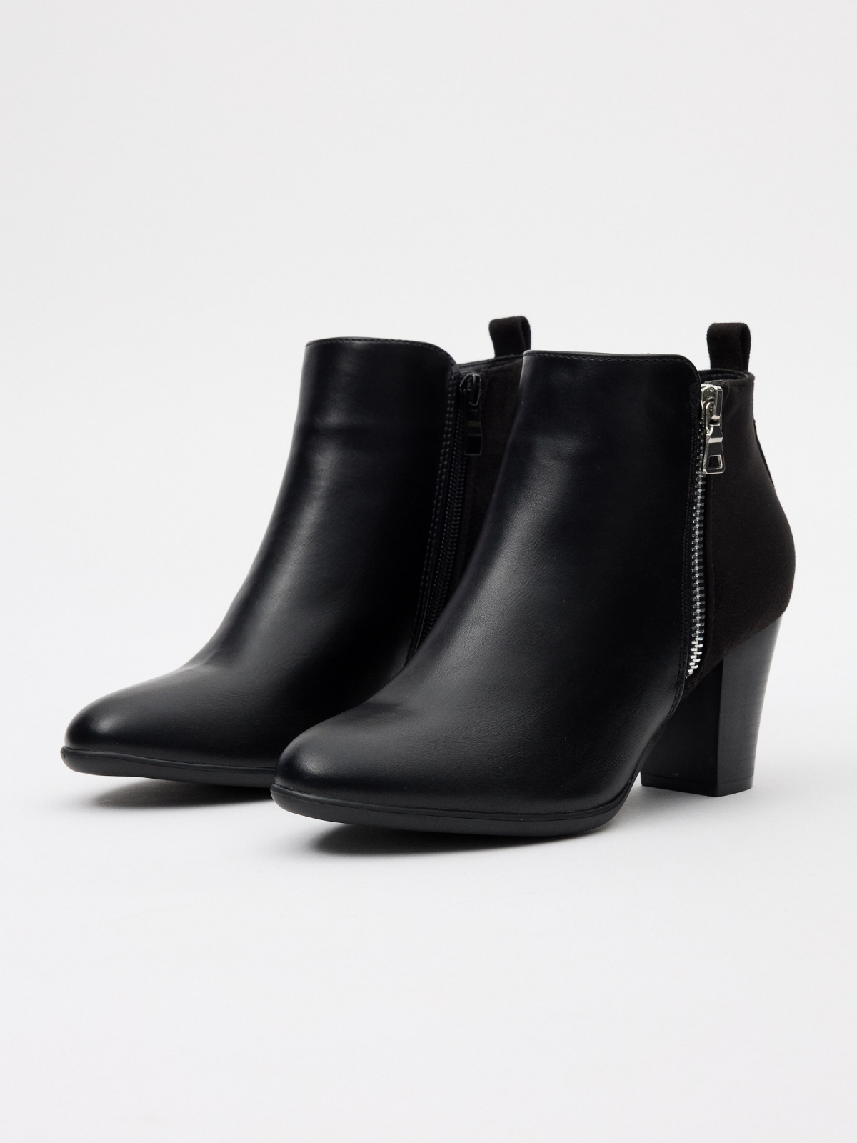 Ankle boots with side elastic bands black 45º front view