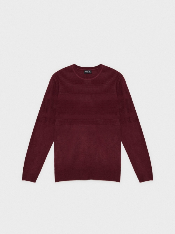 Embossed striped jumper burgundy detail view