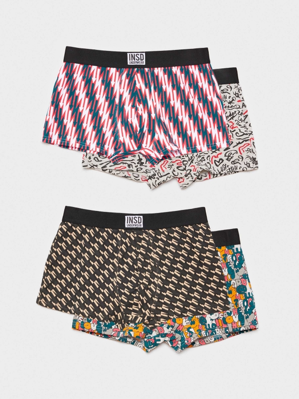 Pack 4 boxers various prints multicolor