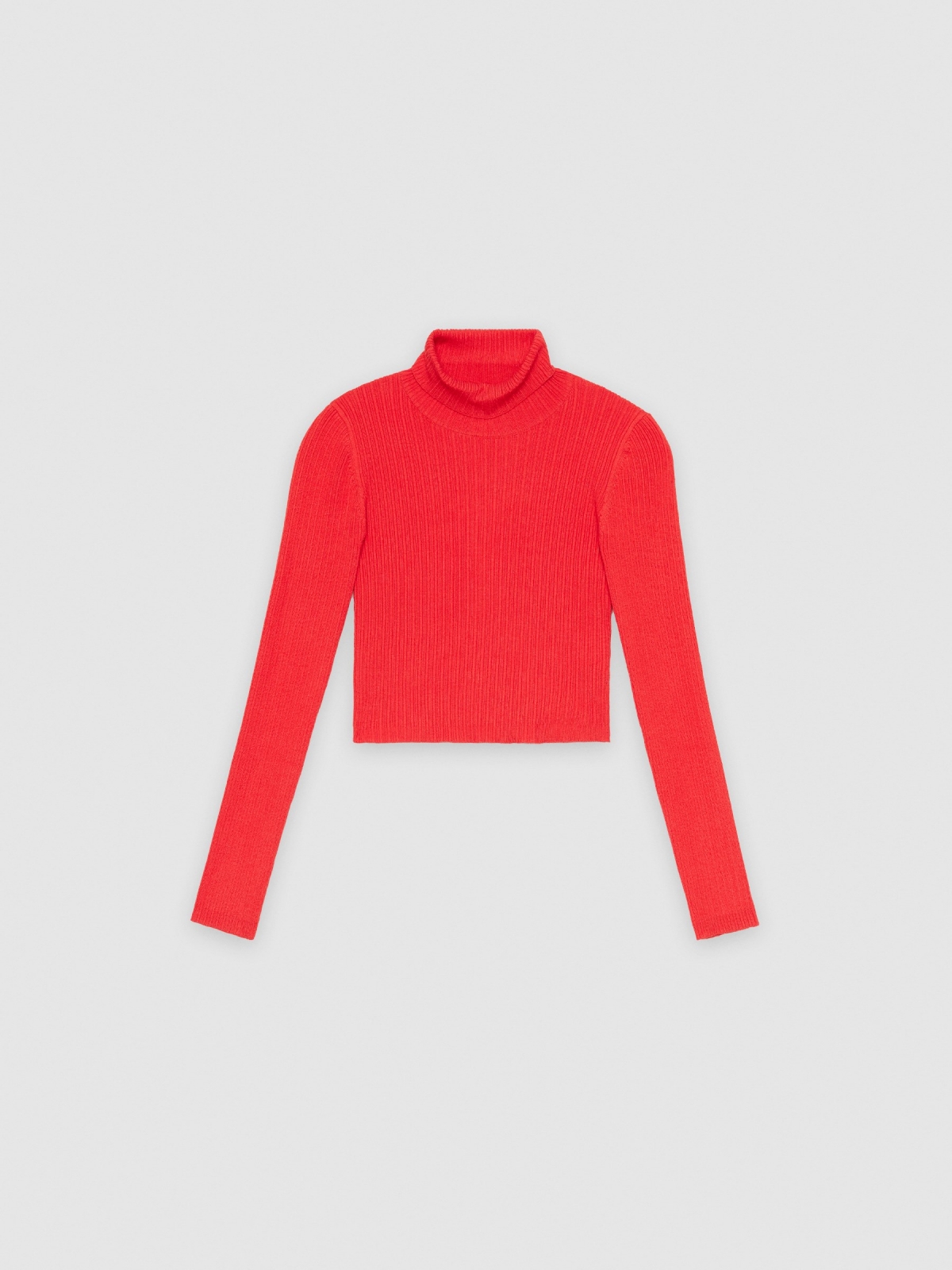 Basic pullover color turtleneck deep red detail view