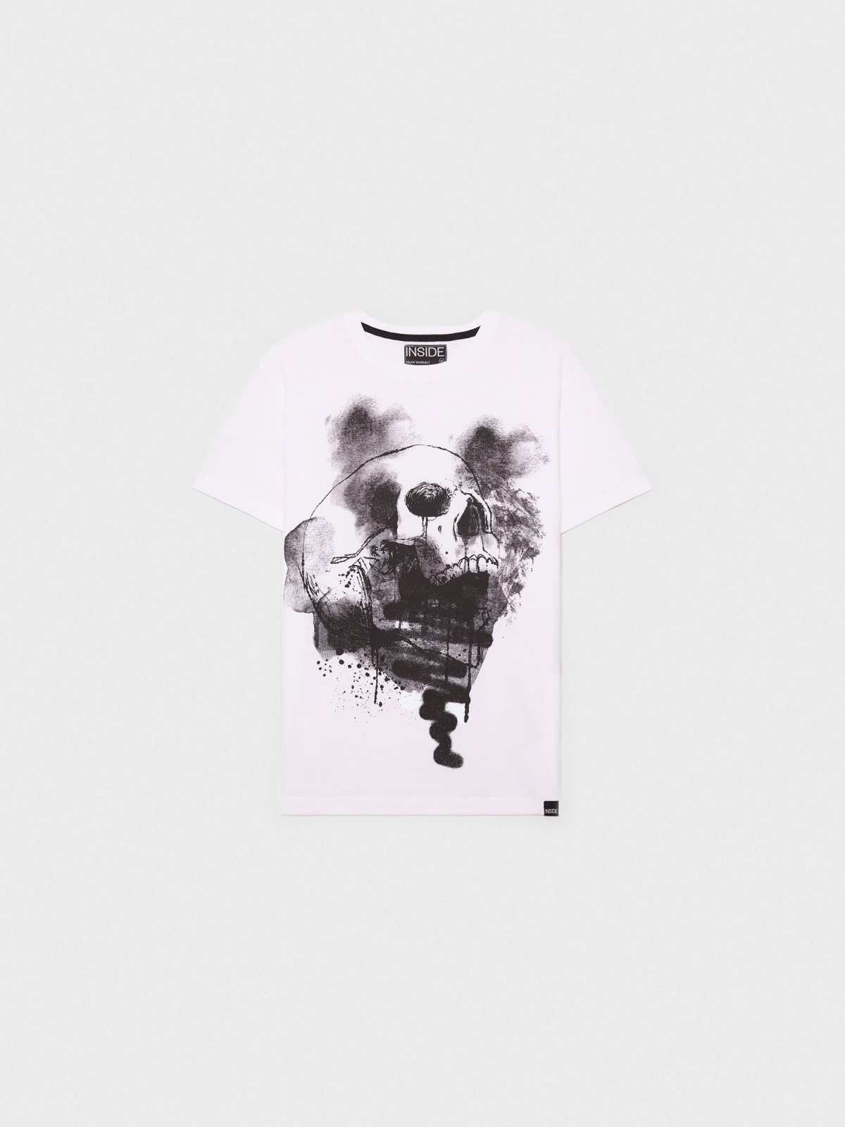  Camiseta calavera print blanco