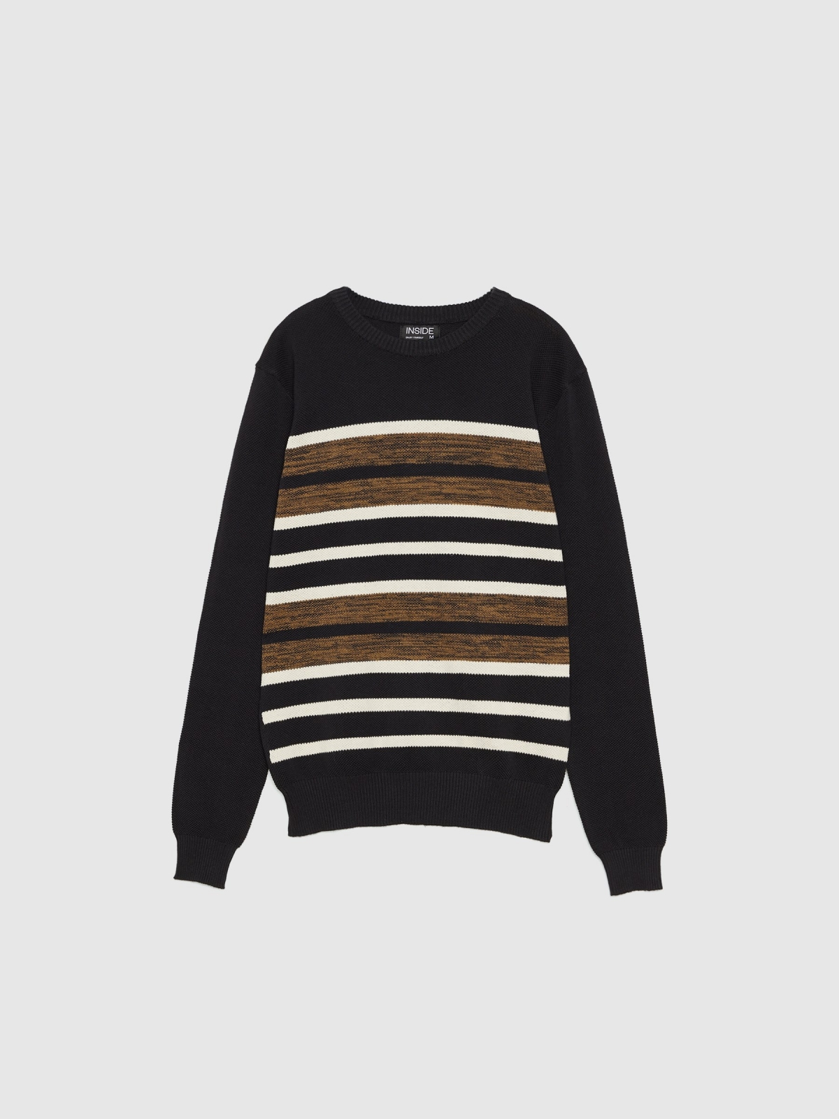  Basic color block sweater black front view