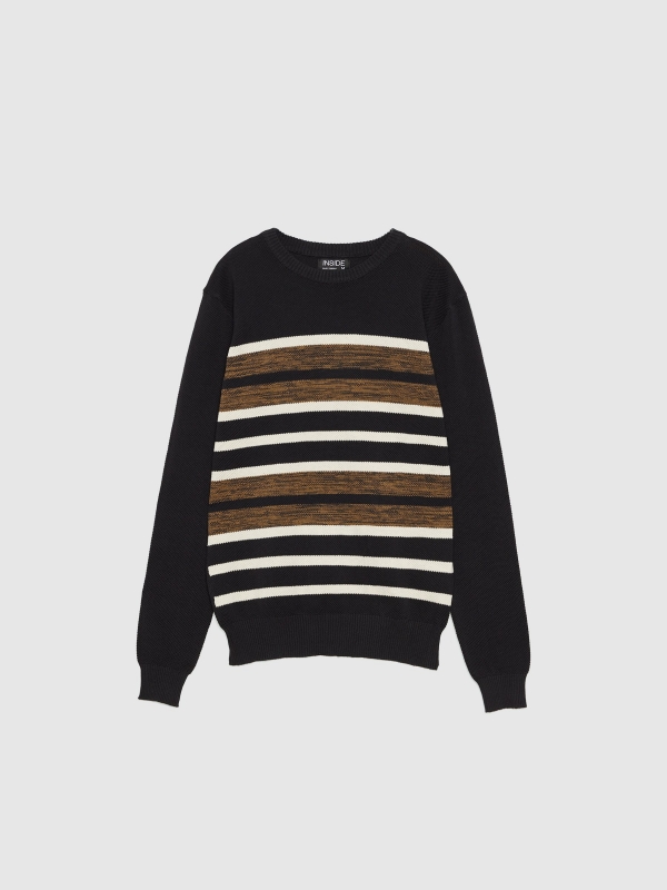  Basic color block sweater black front view