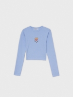 %Pto% T-shirt com print de corações em chamas azul