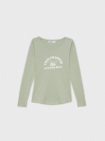 %Pto% T-shirt slim Capítulo verde acinzentado