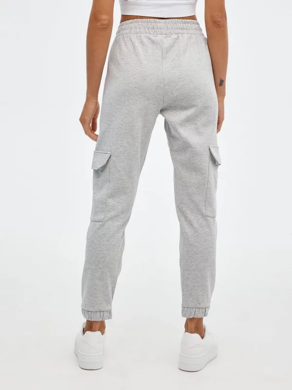 Pantalón jogger cargo multibolsillos melange medio vista media trasera