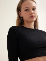 %Pto% Textured crop top black