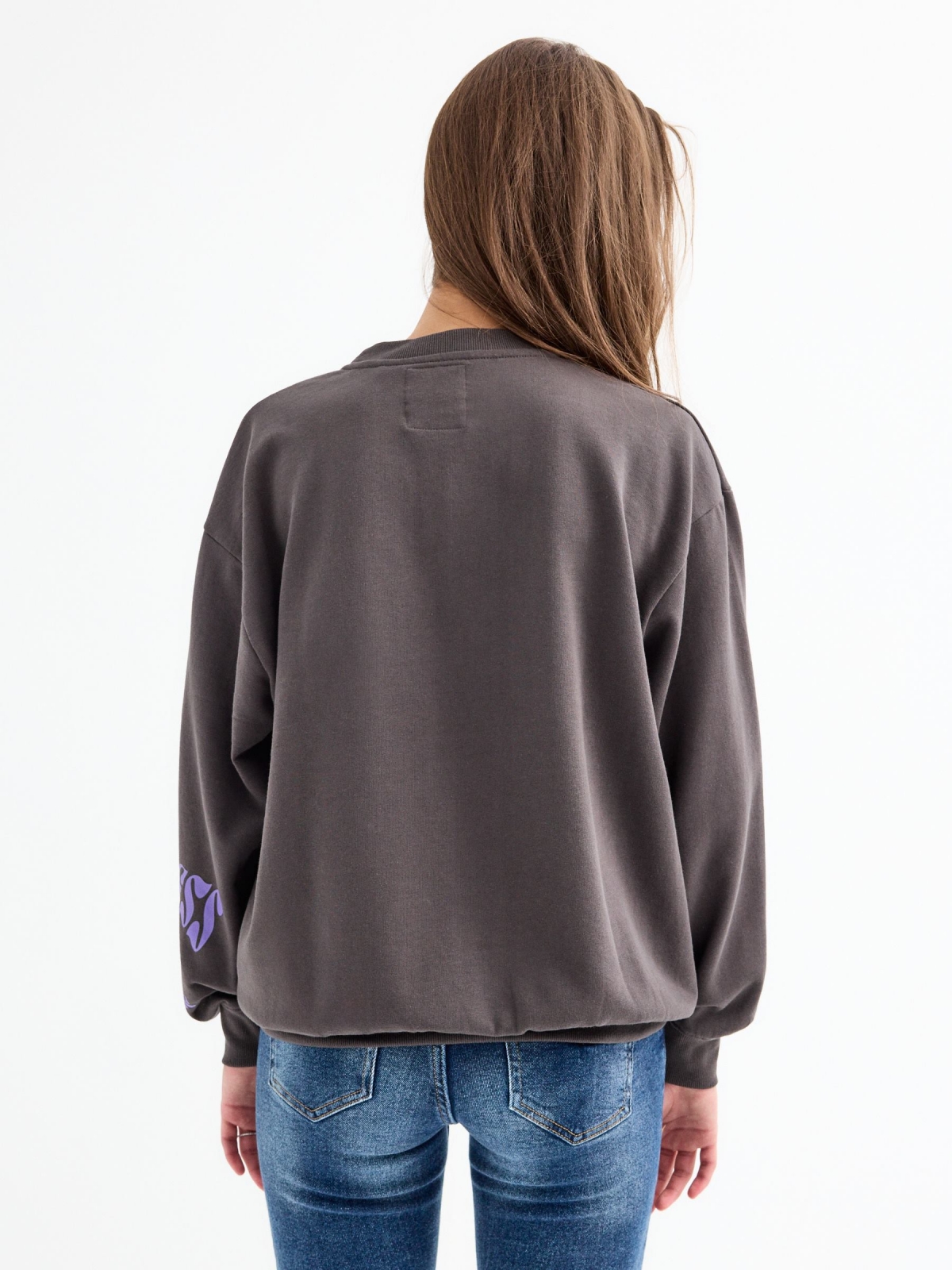 Sweatshirt oversized Uniqueness cinza escuro vista meia traseira