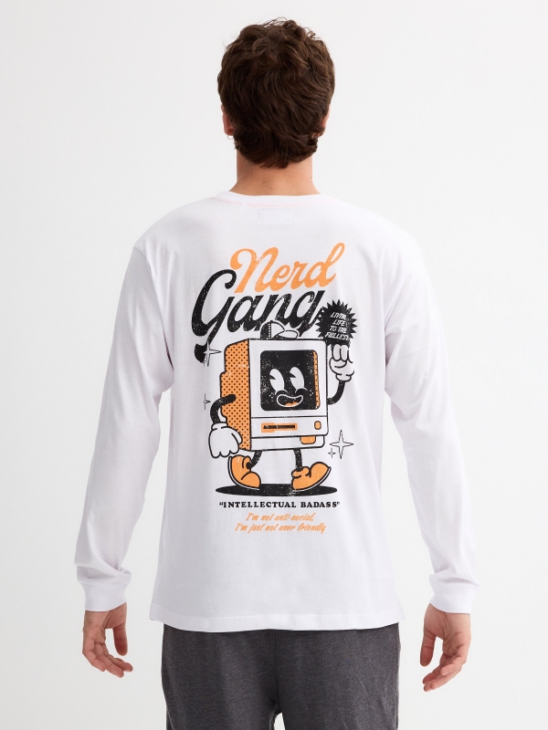 Camiseta Nerd Gang blanco vista media trasera