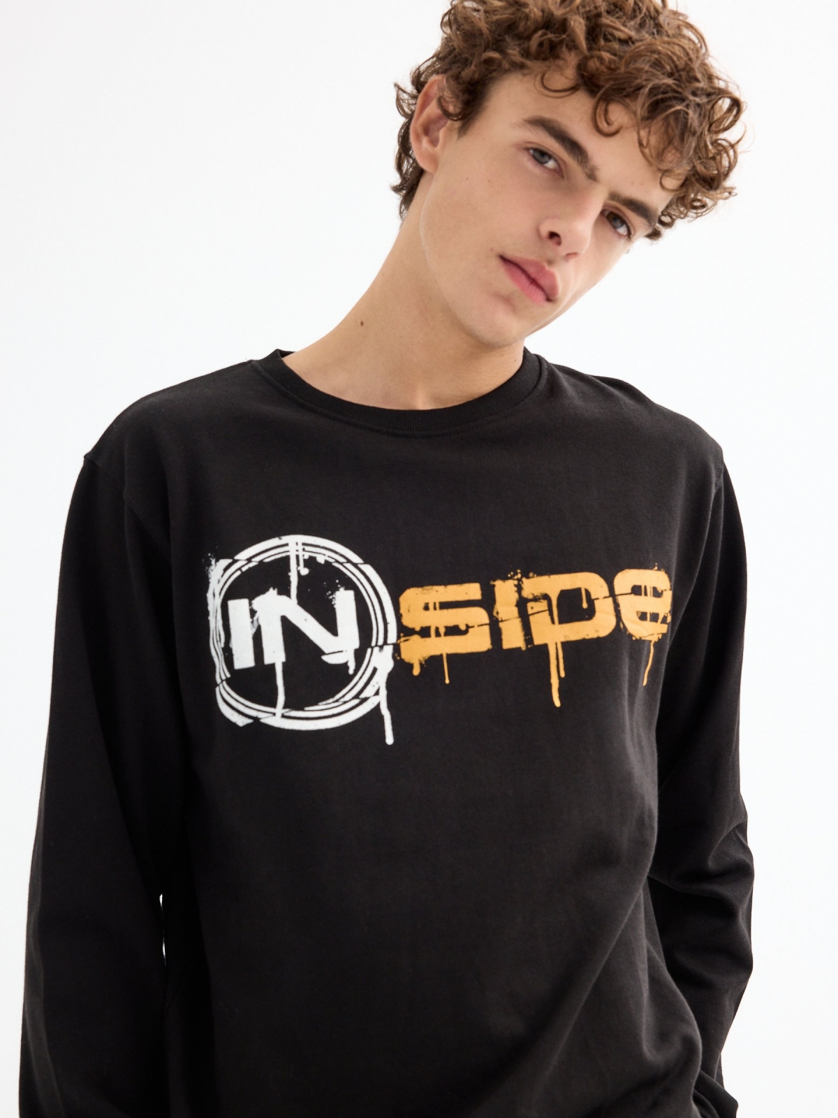  Sudadera sin capucha con logo negro