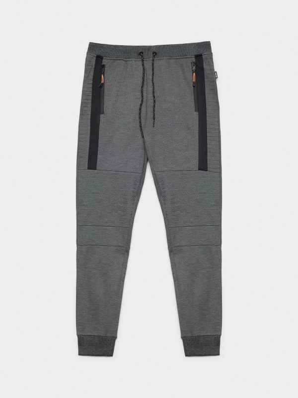  Jogger pants with zippers black front view