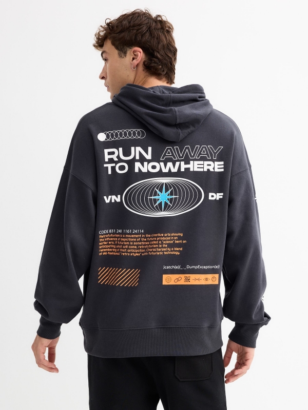 Sweatshirt Run Away To Nowhere cinza escuro vista meia traseira