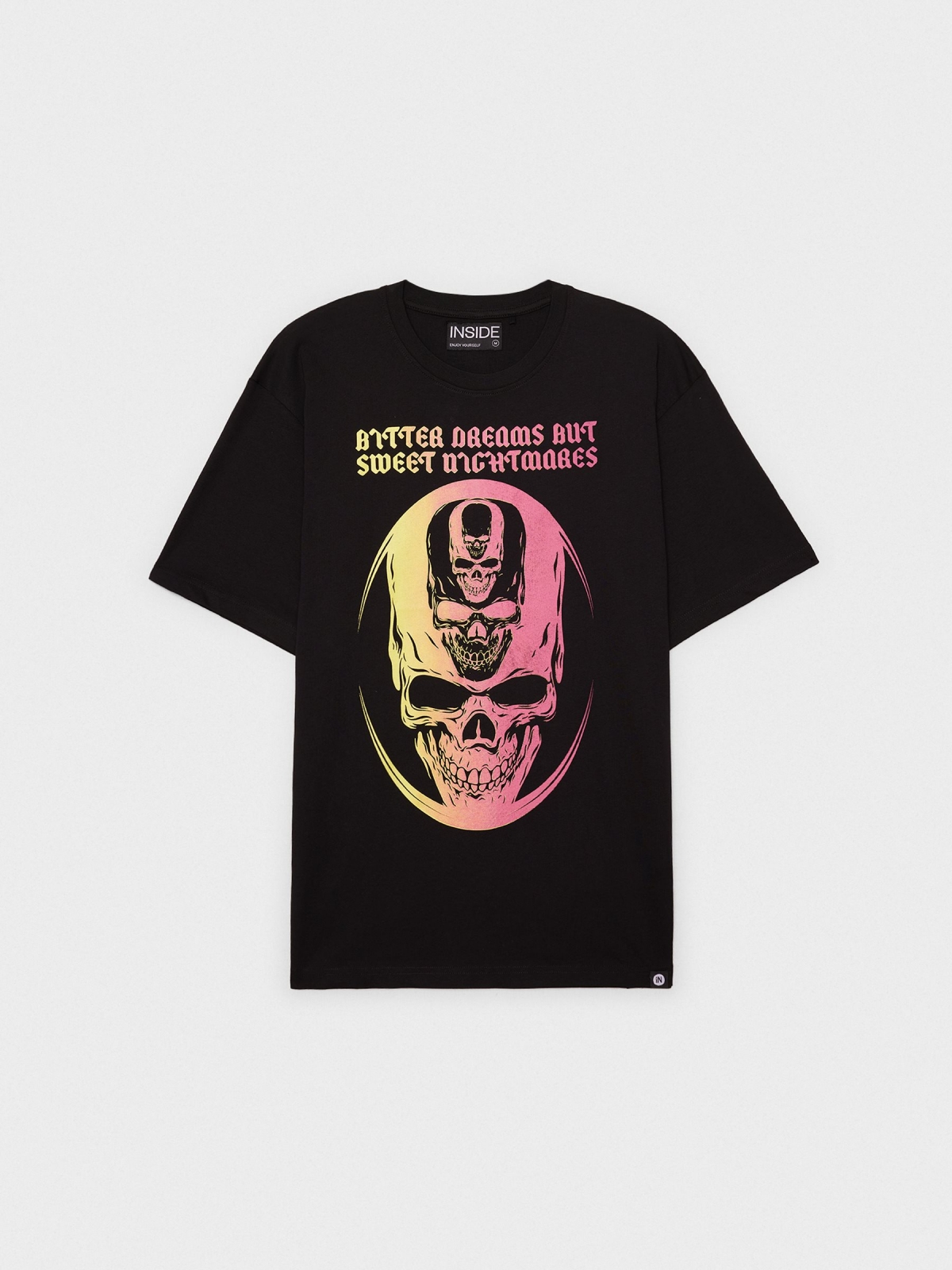  Camiseta oversized calaveras negro