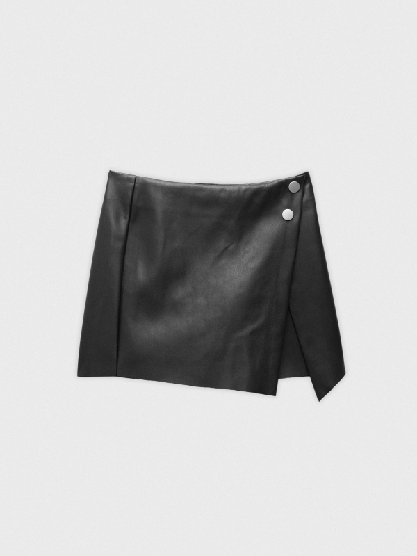  Leather effect skort black front view