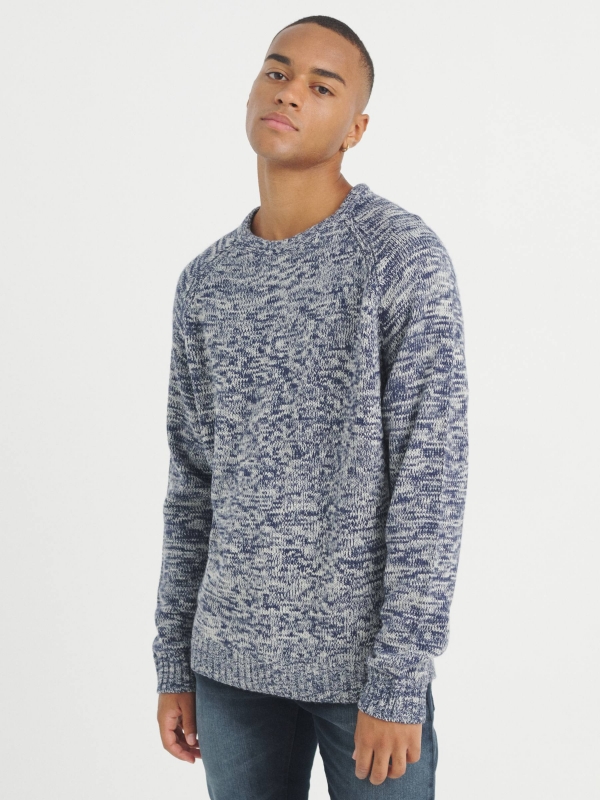 Marbled knitted sweater beige middle front view