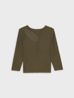 %Pto% T-shirt print quadrado cut out cáqui