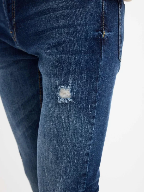 Super slim denim ripped jeans blue detail view