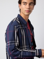 %Pto% Camisa regular de felpa de cuadros azul