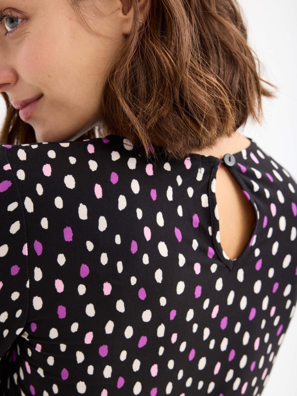 Total polka dots mini print dress black back detail view