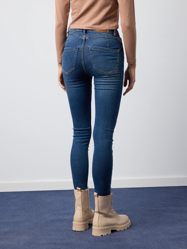 Skinny jeans with push up blue middle back view