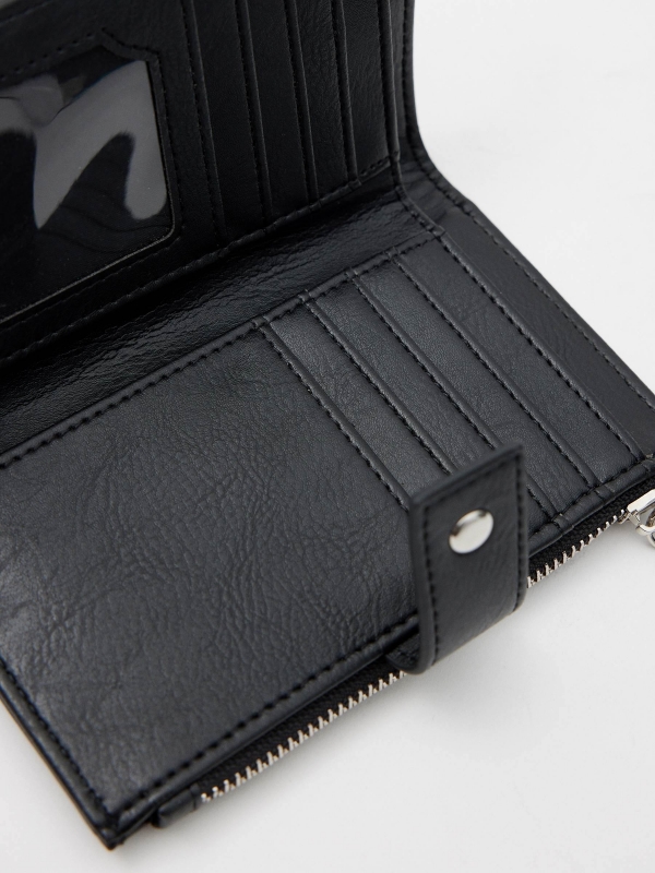 Medium wallet with double zipper black detail view