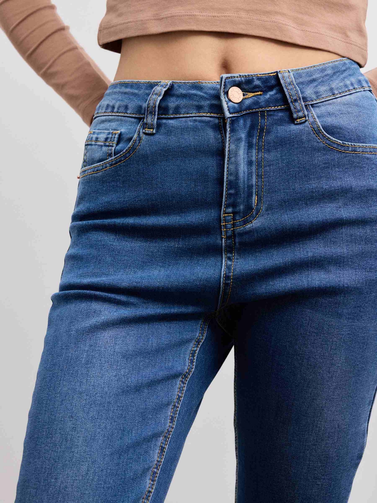  Jeans básico skinny tiro medio azul